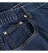 Thumbnail Close-up of front pocket on dark wash elasticated waist jeans.